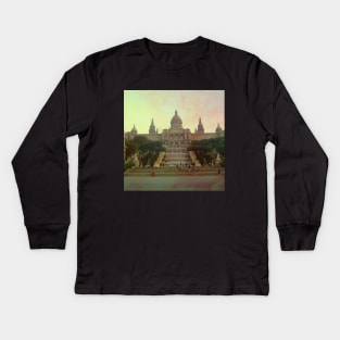 View of the charming Spanish streets Spain sightseeing trip photography from city scape Barcelona Blanes Malgrat del Mar Santa Susuana Kids Long Sleeve T-Shirt